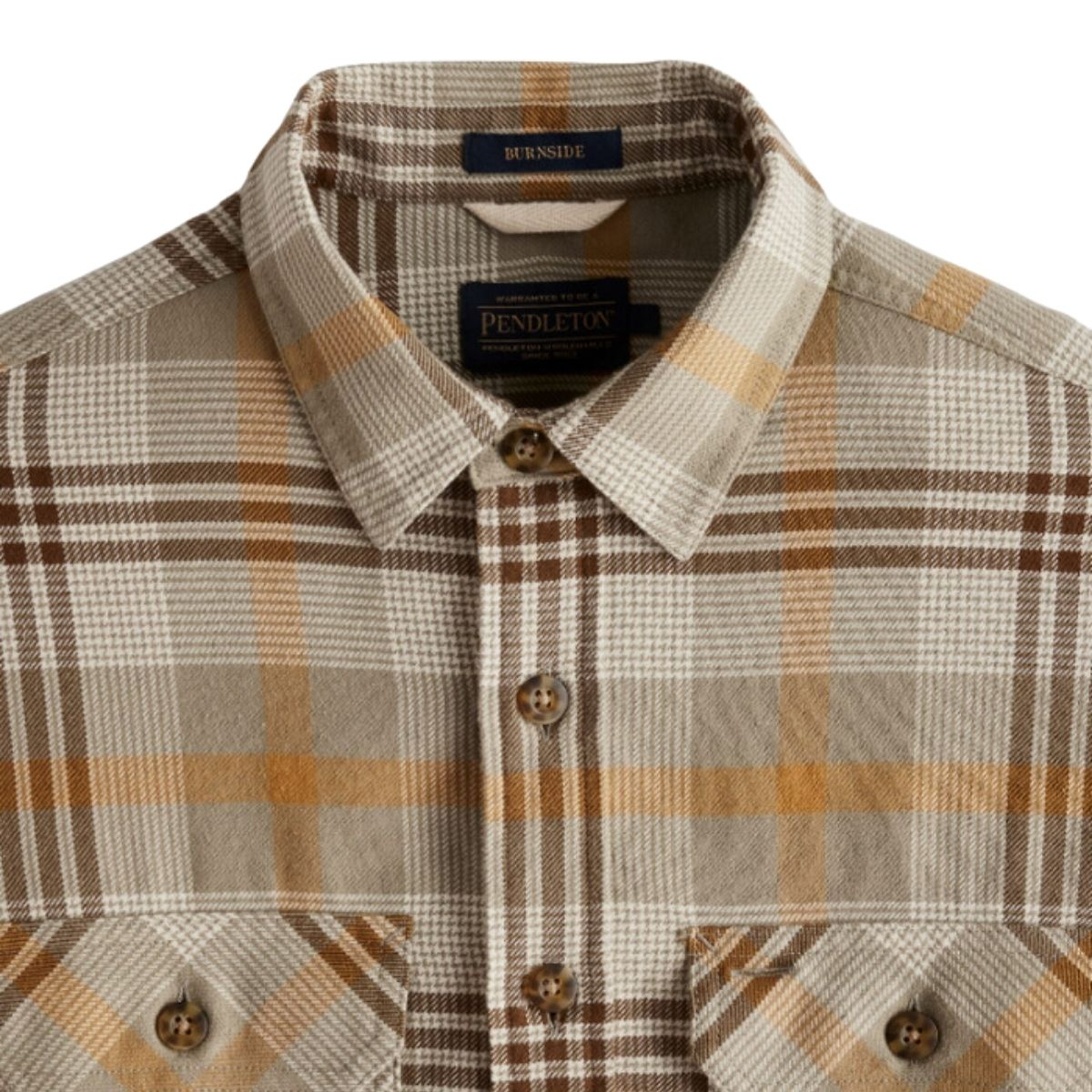 Pendleton Burnside Flannel Shirt Tan/Brown/Grey Plaid, extra weich, perfekt für die Wintersaison