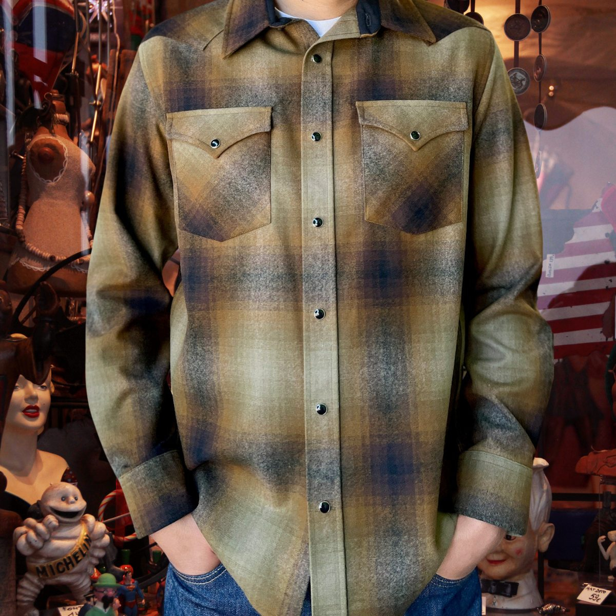 Pendleton Canyon Shirt Olive/Brown Ombre, extra softness perfect for the winter season