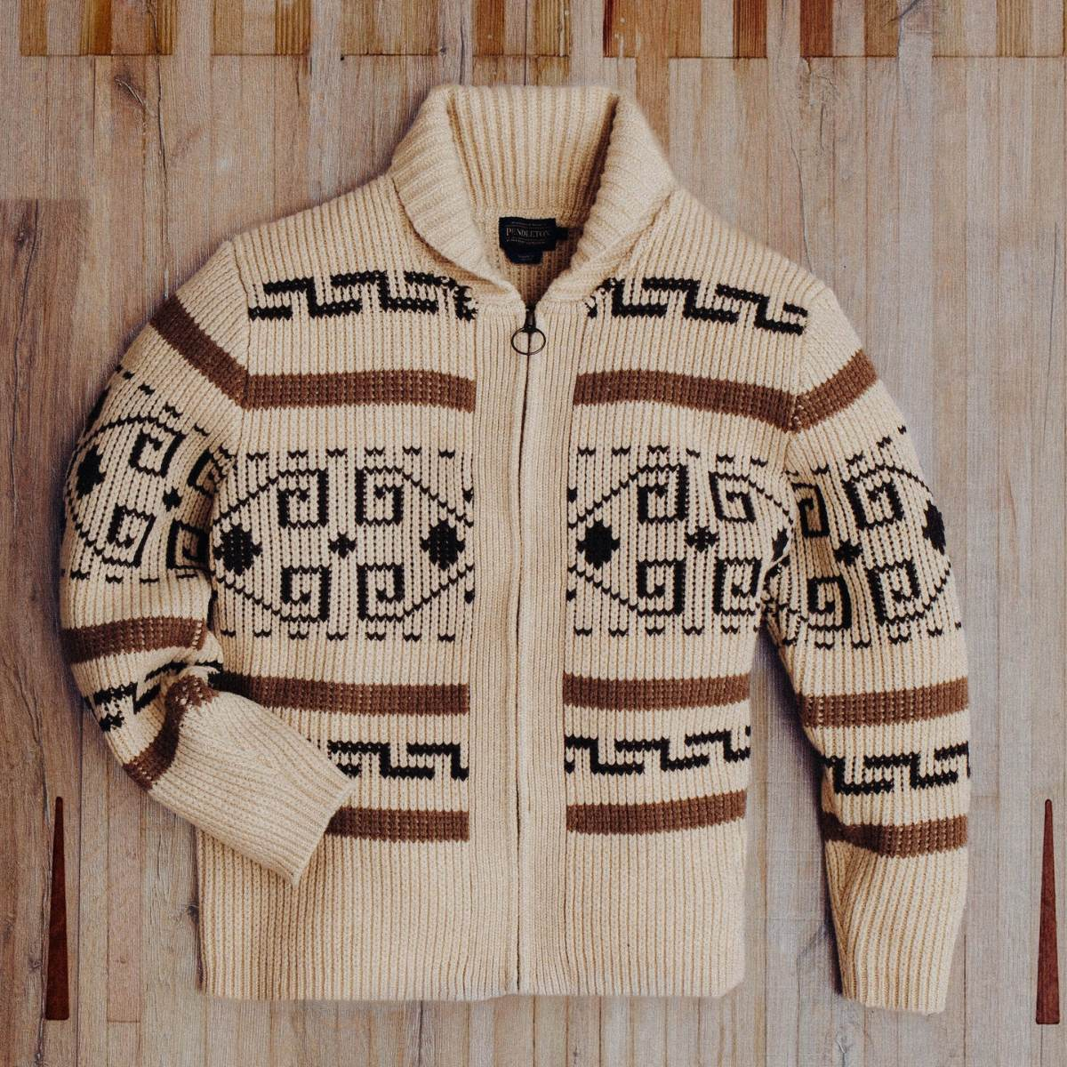 Pendleton The Original Westerley Cardigan Tan/Brown, schönes Strickmuster.