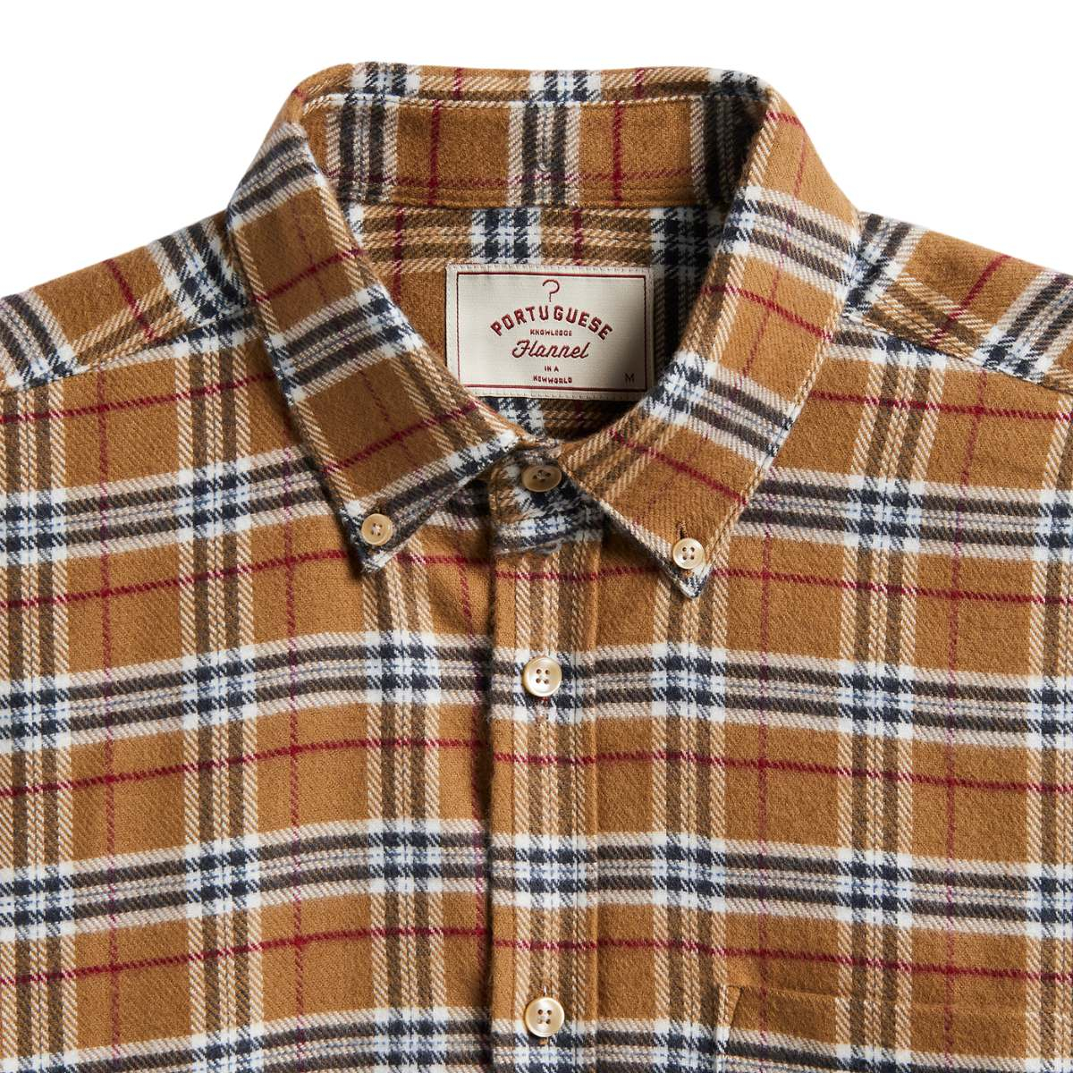 Portuguese Flannel Lamo Shirt Camel, hergestellt aus den feinsten exklusiven Stoffen