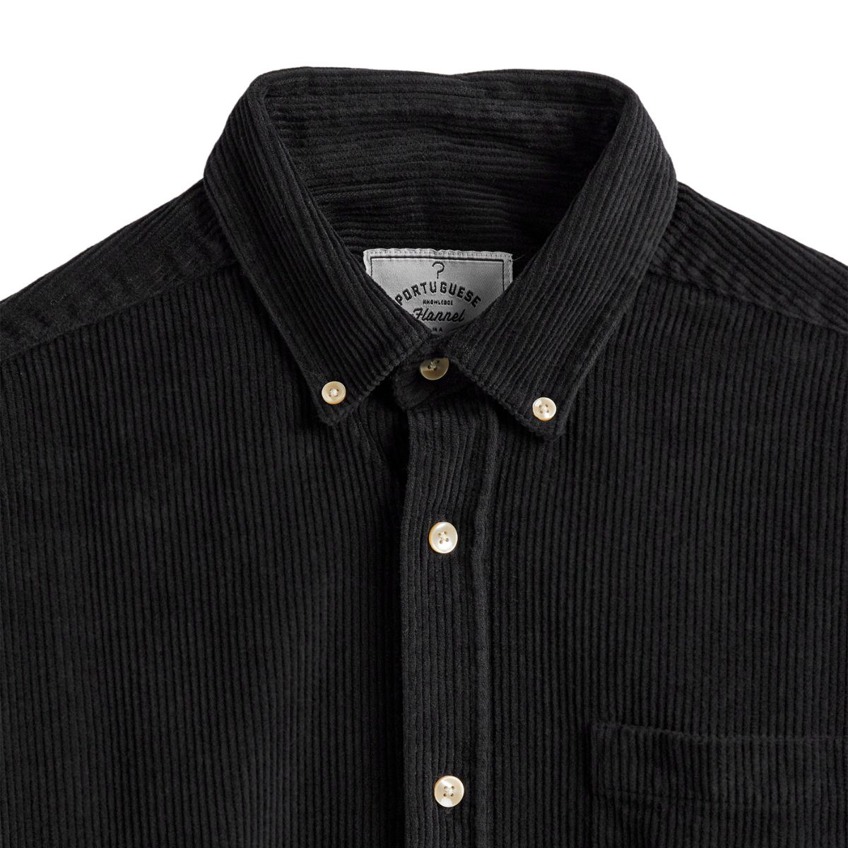 Portuguese Flannel Lobo Shirt Black, hergestellt aus den feinsten exklusiven Stoffen