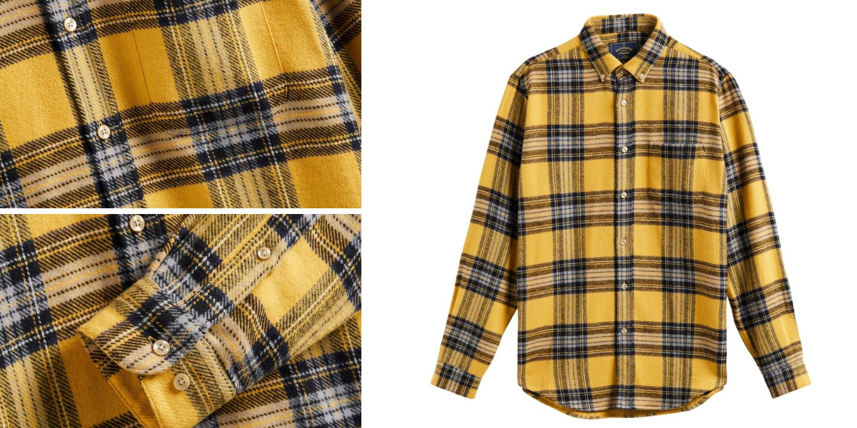 Portuguese Flannel Faru Shirt Yellow, hergestellt von Handwerksmeistern in den alten Städten Nordportugals