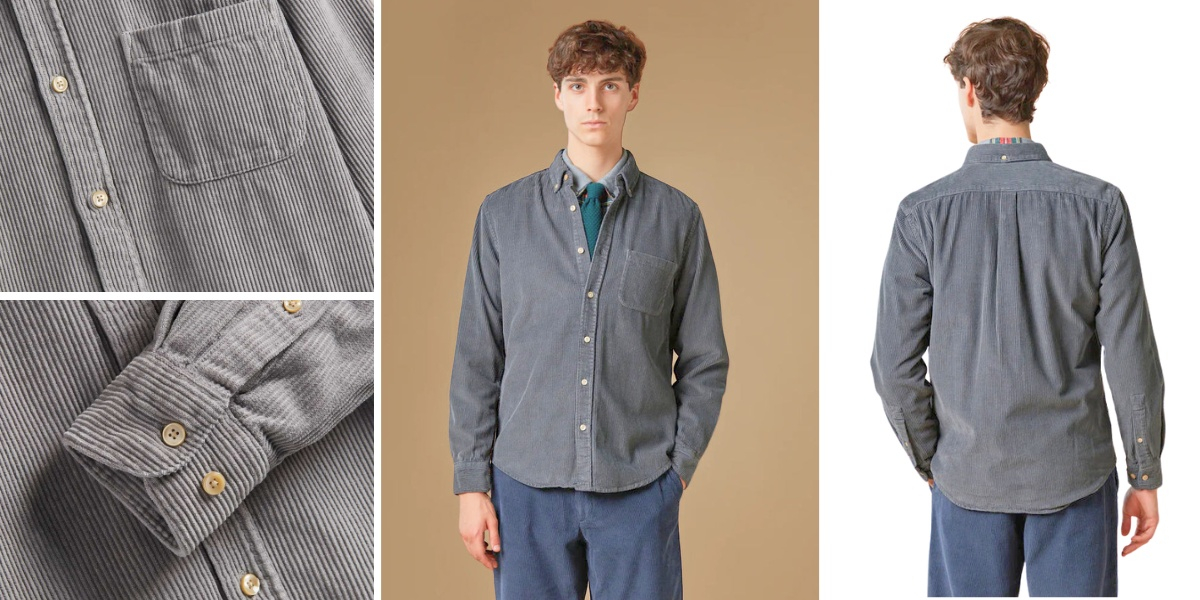 Portuguese Flannel Lobo Cotton-Corduroy Shirt Grey, hergestellt von Handwerksmeistern in den alten Städten Nordportugals