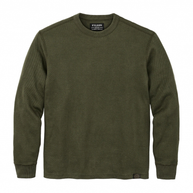 Filson Waffle Knit Thermal Crew Mossy Rock front