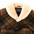 Filson Lined Mackinaw Wool Packer Coat Loden Heather Plaid Sheepskin-shearling shawl collar extends to ear-height