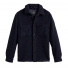 Portuguese Flannel Knitted Herringbone Overshirt Navy