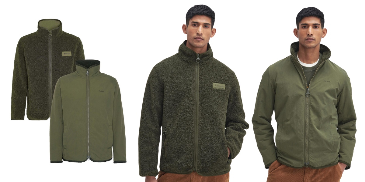 Barbour Reversible Fleece Jacket Fern, elegance and refinement warm winter fleece jacket.