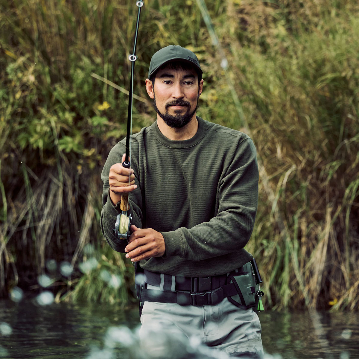 Filson Waffle Knit Thermal Crew Mossy Rock, ein idealer Baselayer für kalte Wetterbedingungen