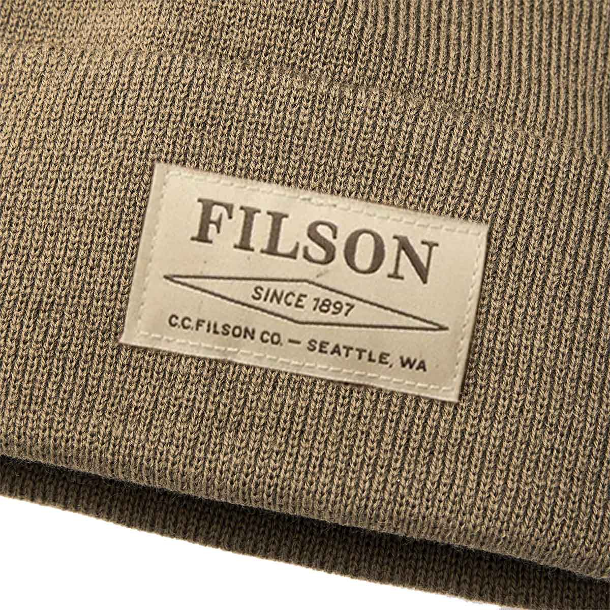 Filson Ballard Watch Cap Dark Mushroom, logo