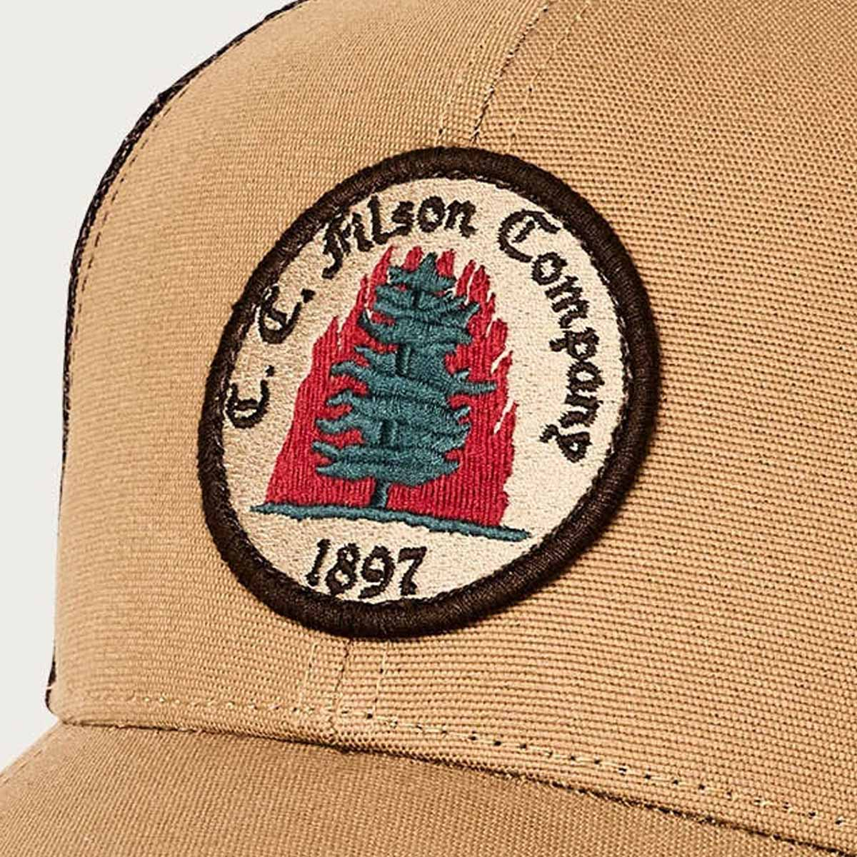 Filson Logger Mesh Cap Wheat/Fire, aus strapazierfähigem, mittelschwerem 100% Baumwoll-Canvas