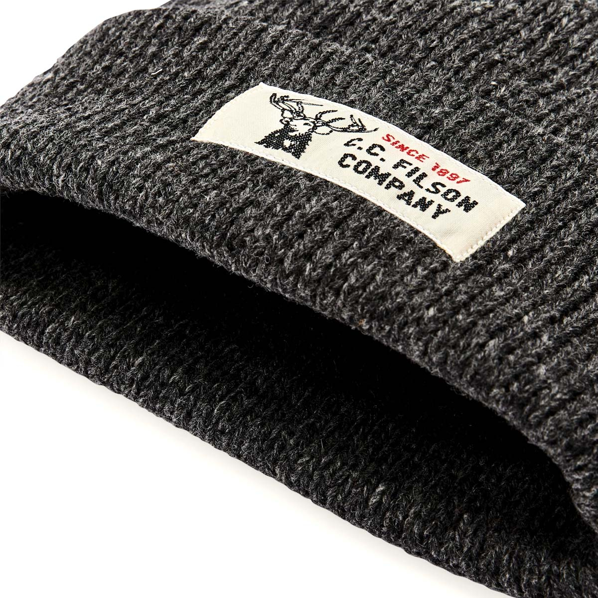 Filson Lined Ragg Wool Beanie Charcoal Black, hält den Kopf und die Ohren warm. Gefüttert mit juckfreiem Acryl