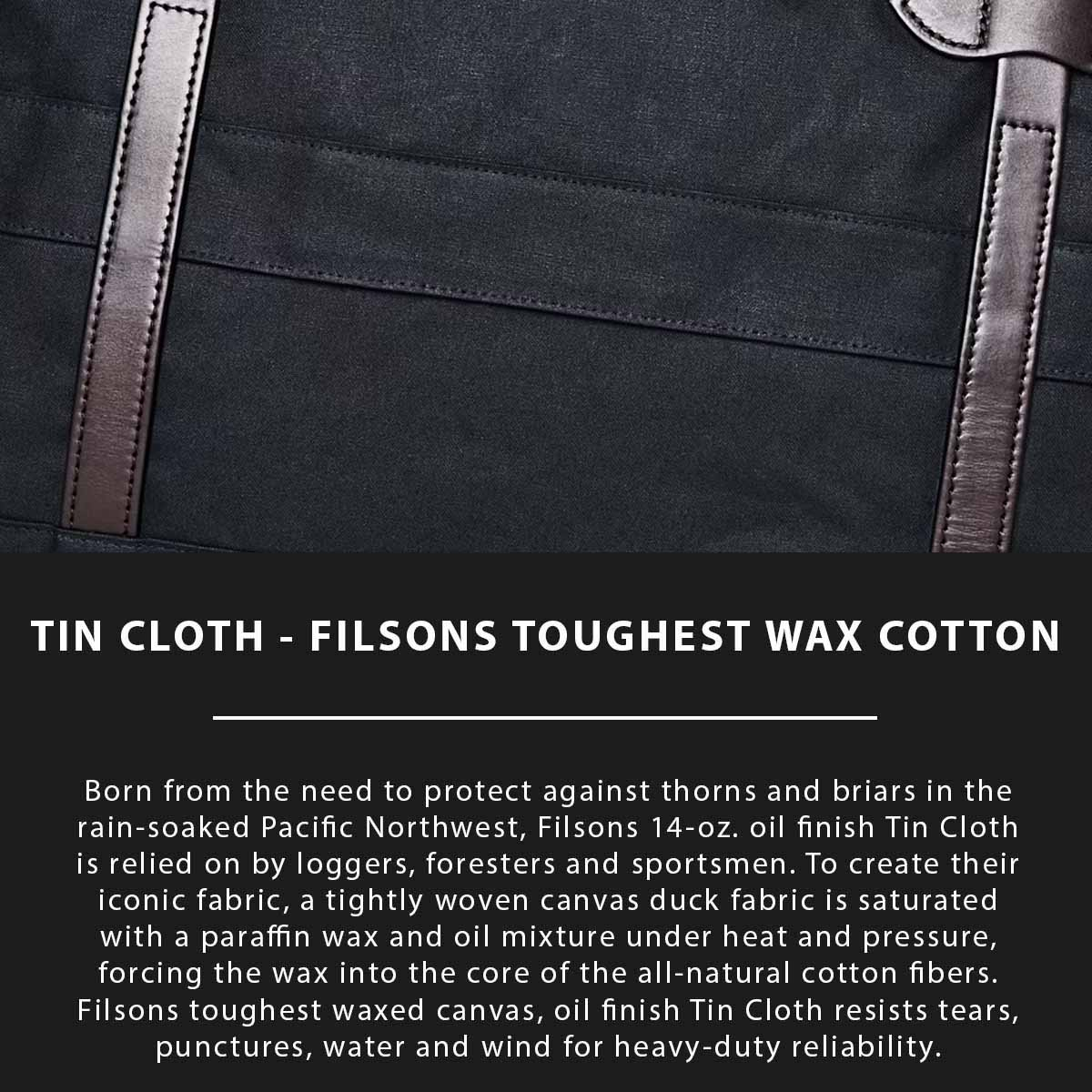 Filson 48-Hour Tin Cloth Duffle Bag Navy, Tin Cloth Erklärt