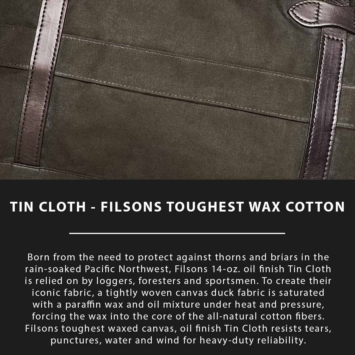 Filson 48-Hour Tin Cloth Duffle Bag Otter Green, Tin Cloth Erklärt