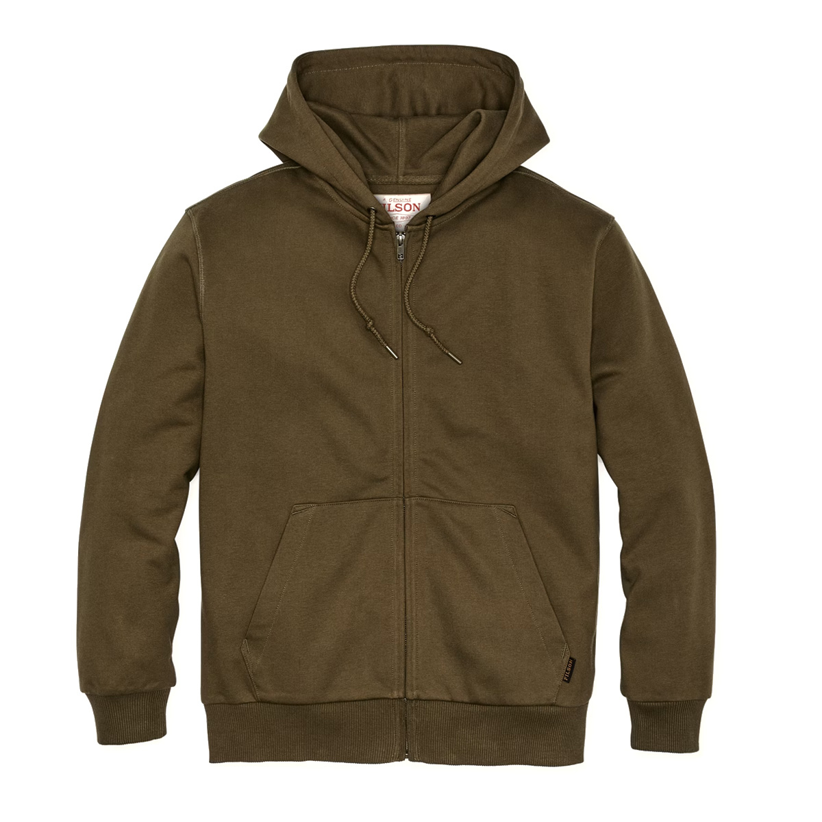 Filson Prospector Full Zip Hoodie Dark Olive, warmer Pullover für kühle Tage und Abende