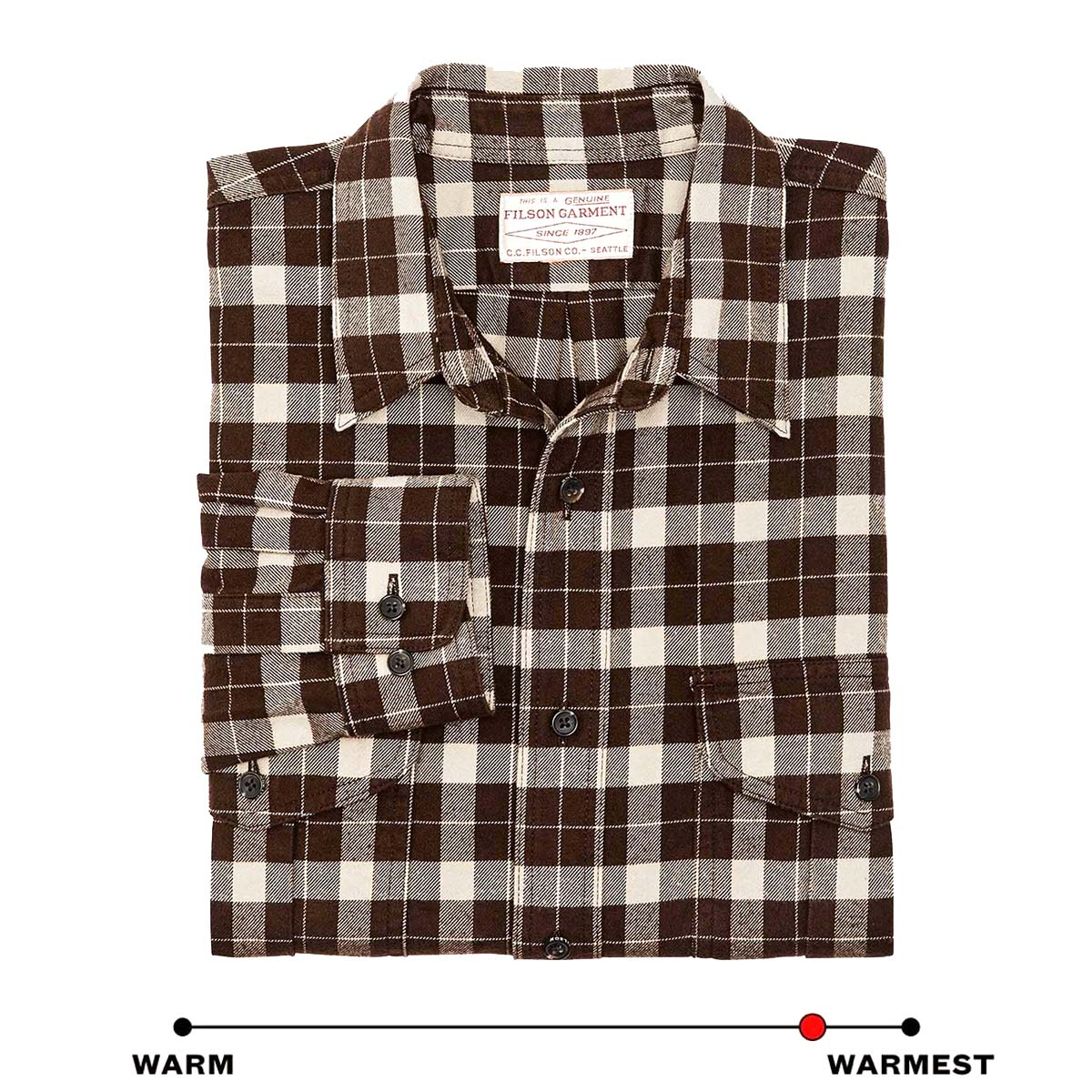 Filson Alaskan Guide Shirt Brown/Cream Plaid, warm-warmest