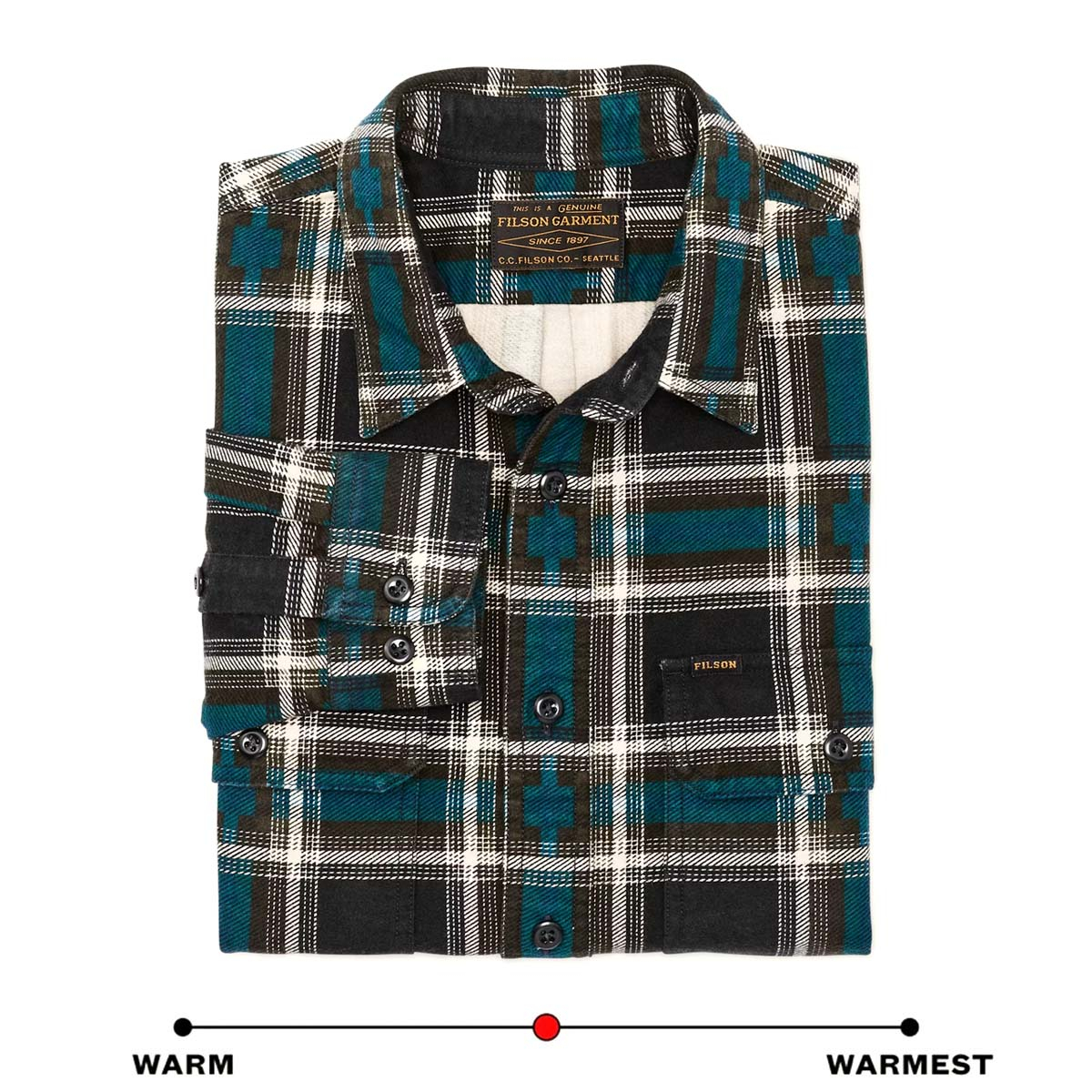 Filson Field Flannel Shirt Brown/Blue/Multi Plaid, warm-warmest