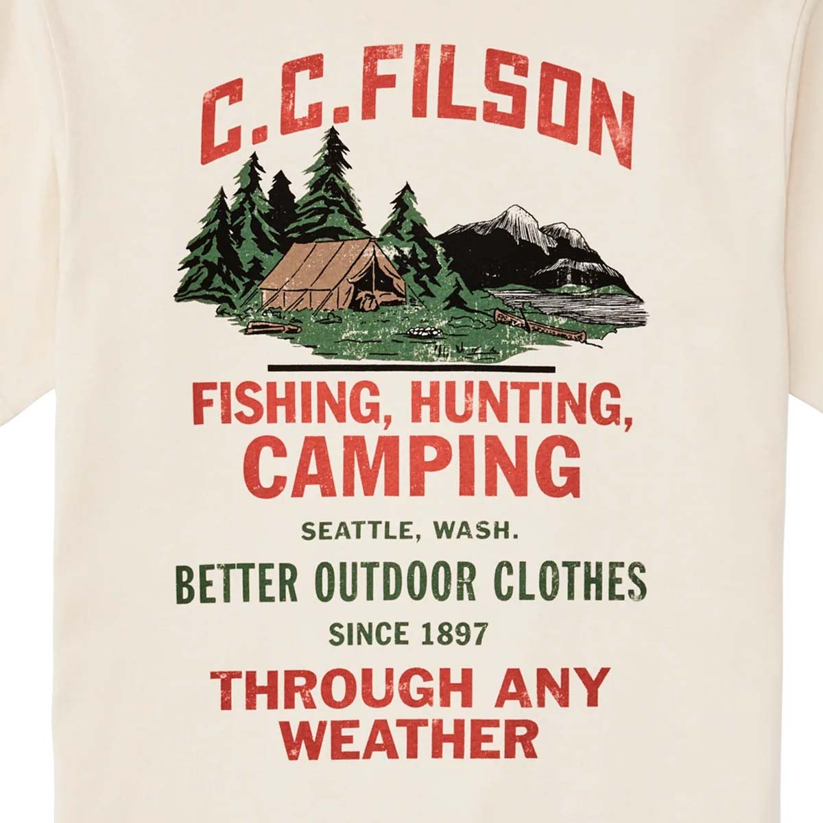 Filson Frontier Graphic T-Shirt Birch/Camping, strapazierfähiges T-Shirt mit angenehmem Tragegefühl, das seine Struktur über die ganze Saison behält