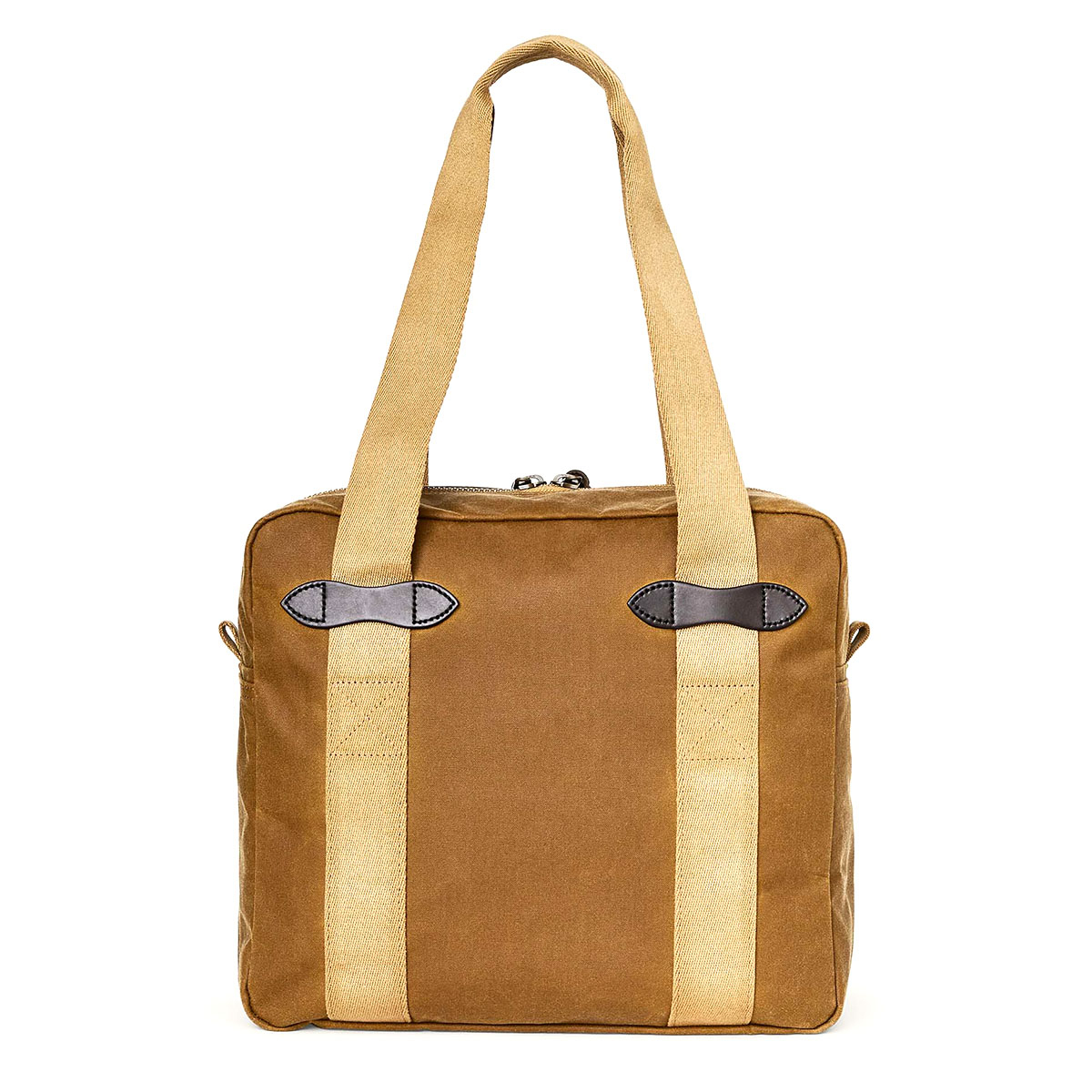 Filson Tin Cloth Tote Bag With Zipper Dark Tan/Flame, ein klassisch aussehender Shopper, der für den einfachen Transport von Habseligkeiten entwickelt wurde