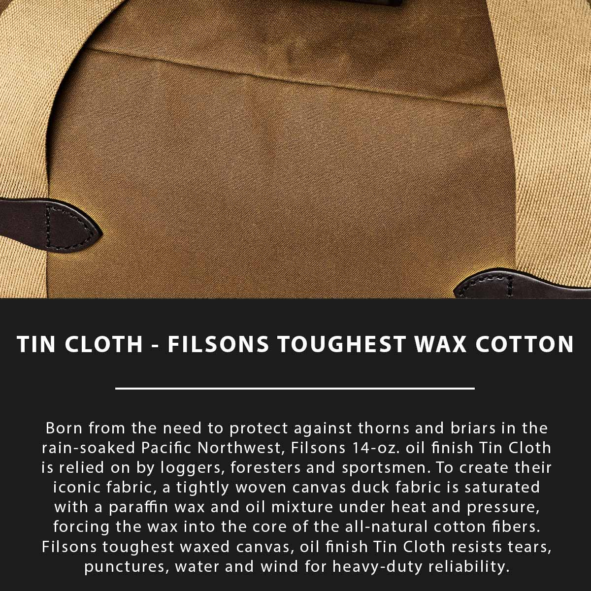 Filson Tin Cloth Tote Bag with Zipper Dark Tan, Tin Cloth Erklärt