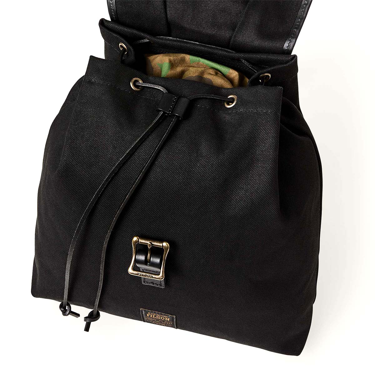 Filson Rugged Twill Drawstring Backpack Black, für Frauen mit Stil und Liebe zur Qualität